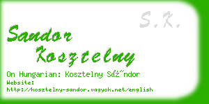 sandor kosztelny business card